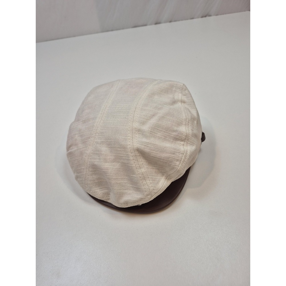Christys' Hat Flat Cap Mens S Beige Linen Cotton Adjustable Lined Handmade